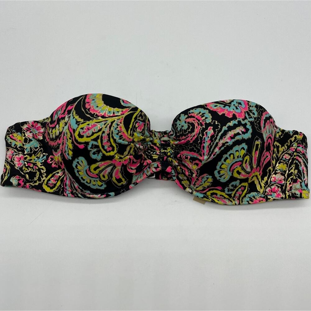 Victoria‎ Secret Strapless Paisley Bikini Top Underwire Neon Gold 34A